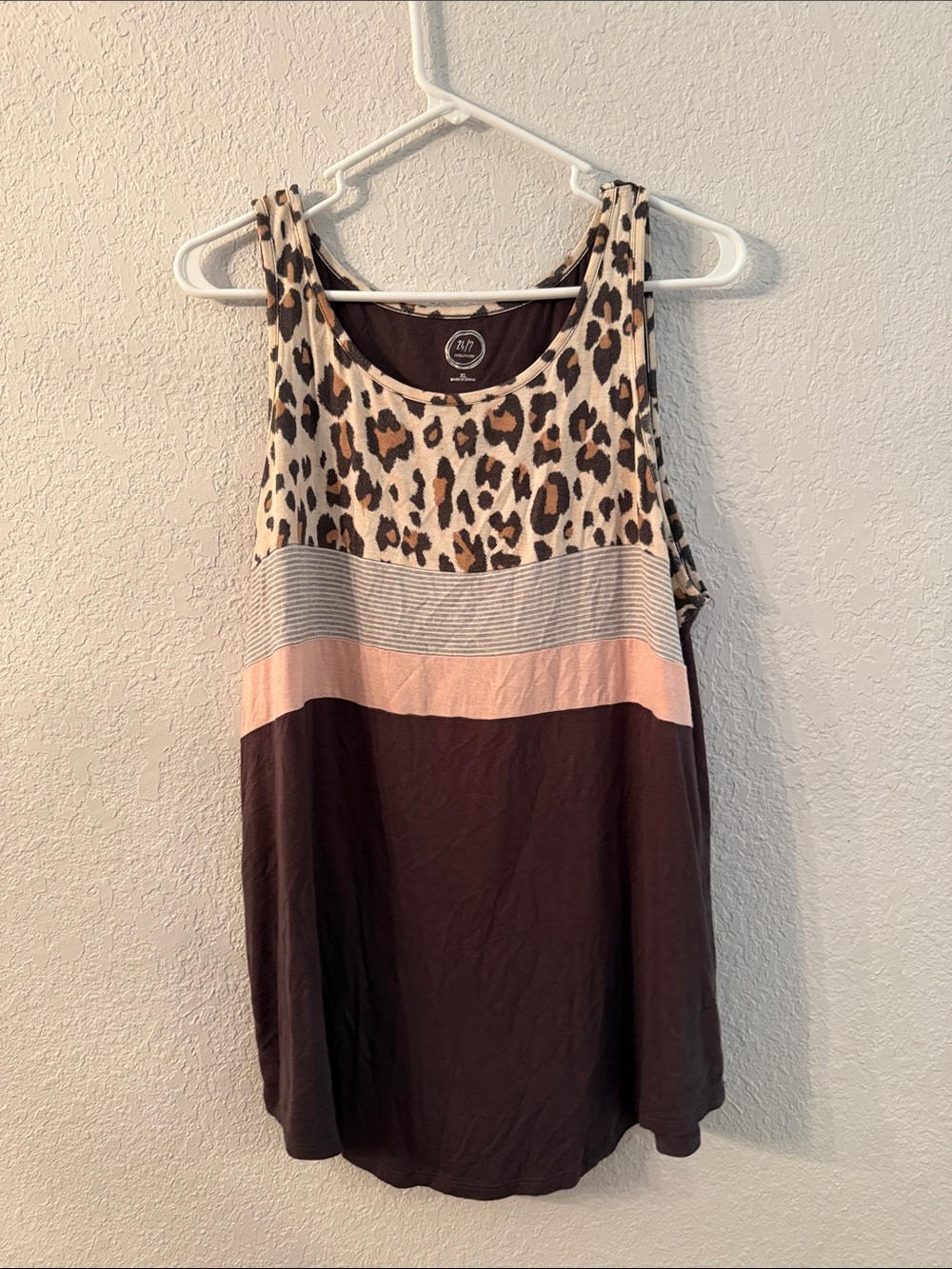 Maurices Leopard Yoke Tank Top in Brown and Pink